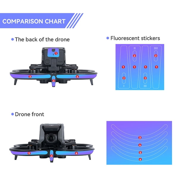 Pegatinas luminosas para drones Accesorios para drones brillantes Piel fluorescente para DJI Avata Likrtyny Para estrenar