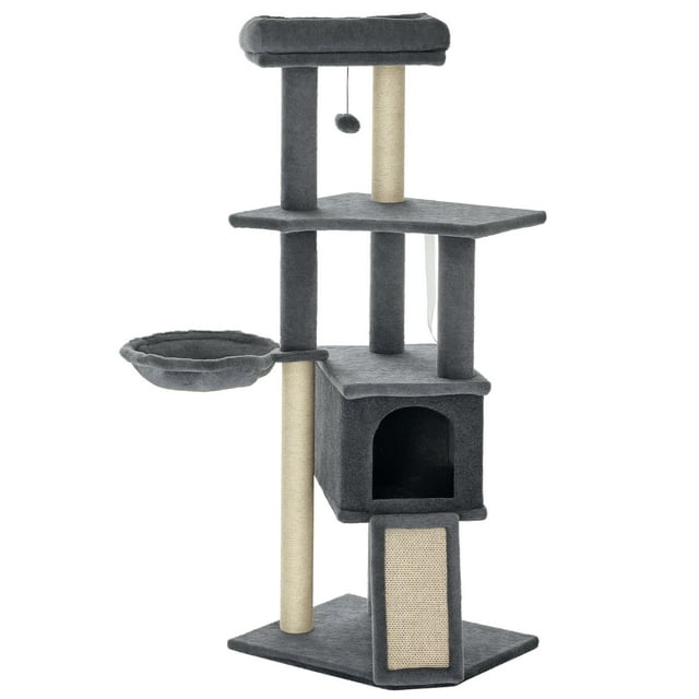 PawHut 50 Inch Cat Tree, Multi-Level Cat Tower for Indoor kittens, Grey