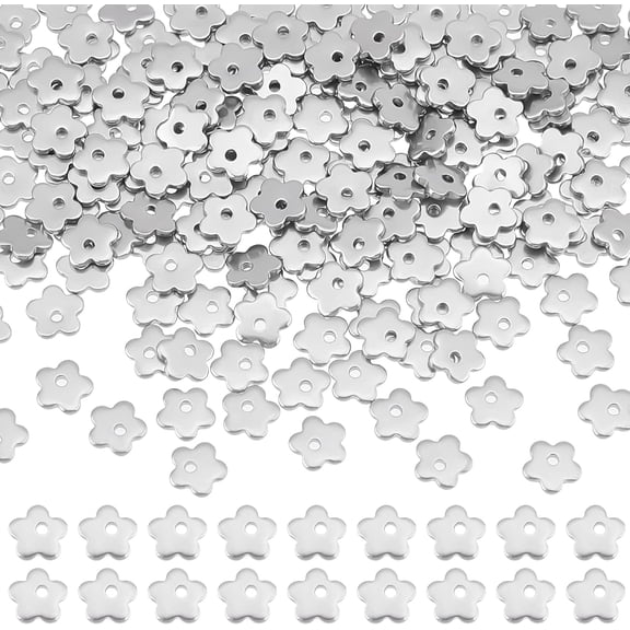 200Pcs Stainless Steel Stamping Blank Tag Pendants Flat Flower Shape Blank Pendant DIY