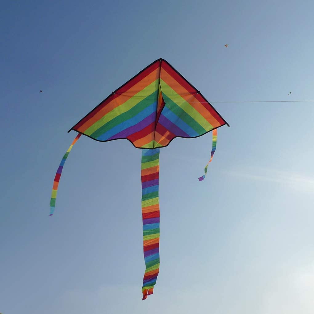 2X Colorful Rainbow Kite Long Tail Nylon Outdoor Kites Flying Toys Family Play s 