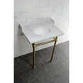 thumbnail image 2 of Kingston Brass LMS30MB7 Pemberton 30" Carrara Marble Console Sink with Brass Legs (8-Inch, 3-Hole), Carrara Marble White/Brushed Brass, 2 of 6