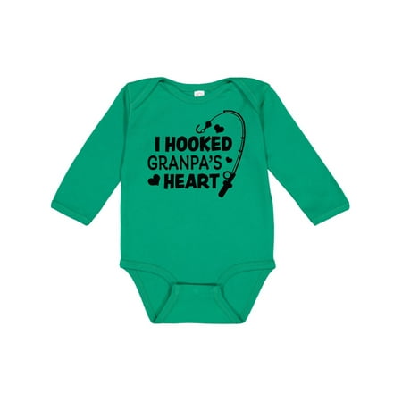 

Inktastic I Hooked Granpa s Heart with Fishing Rod Gift Baby Boy or Baby Girl Long Sleeve Bodysuit