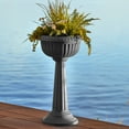 thumbnail image 6 of Bloem 32-in Tall Grecian Urn Resin Pedestal Planter - Charcoal Gray, 6 of 6