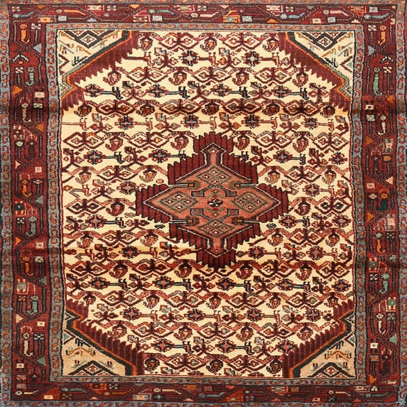 Ahgly Company Machine Washable Indoor Square Traditional Sand Brown Area Rugs, 3' Square