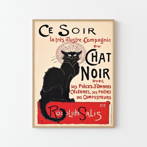 Miluva Le Chat Noir Paris Vintage Ad Poster Art Print Home Decor Wall Art Gift ,Decor For Living Room Bedroom, 8x12 UNFRAMED
