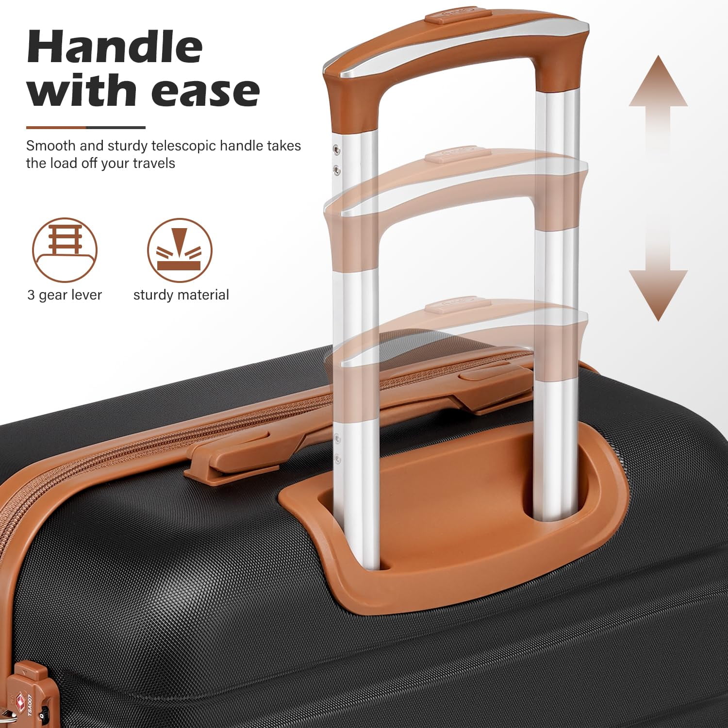 Coolife Luggage Suitcase Spinner Hardshell Lightweight TSA Lock (apricot black,16/20/24/28)