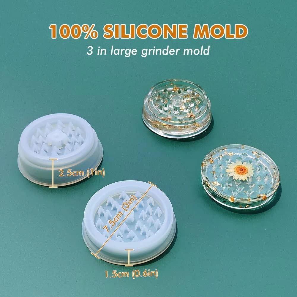 Pack of 5 Resin Tray & Grinder Mold for Grind and Storage, Large Silicone Molds for DIY Resin Epoxy Kit
