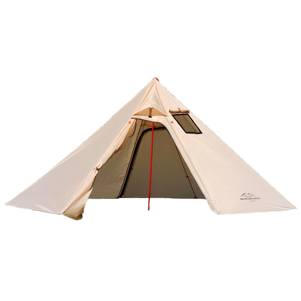Onnodig parfum semester Lightweight Hot Tent Tent with Flue Pipe Window with Fireproof Flue Pipe  Window Teepee Tents for Hiking Bushcraft Backpacking Khaki - Walmart.com