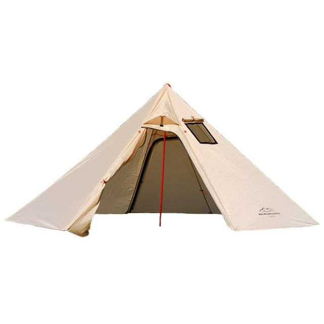 Tente Légère Chaude avec Fenêtre de Conduit avec Fenêtre de Conduit Ignifuge Tentes Tipi pour la Randonnée et le Backpacking - Kaki