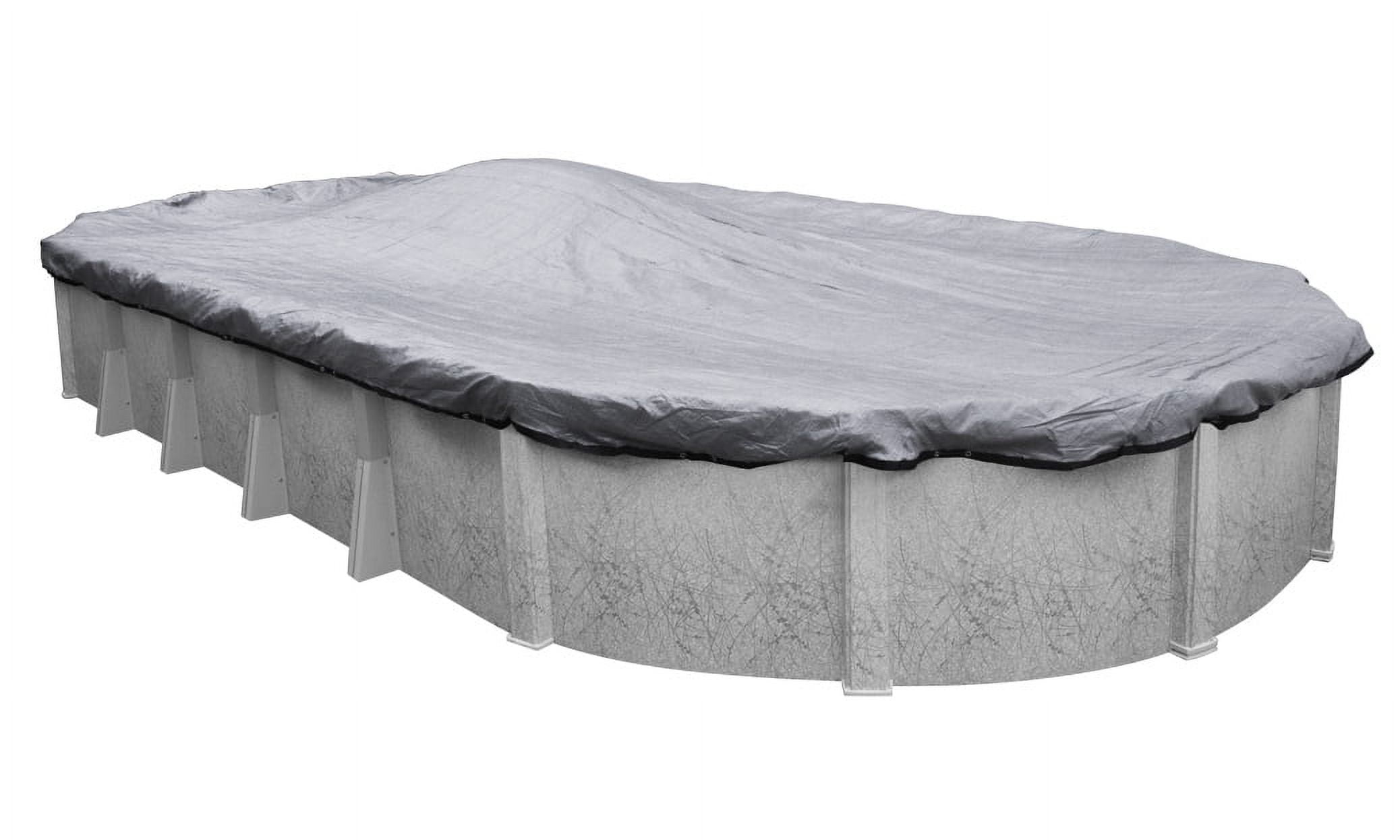 Pool Mate 10 Year Heavy-Duty Mesh Dove Gray Oval Winter Pool Cover, 15 x 21 ft. Pool