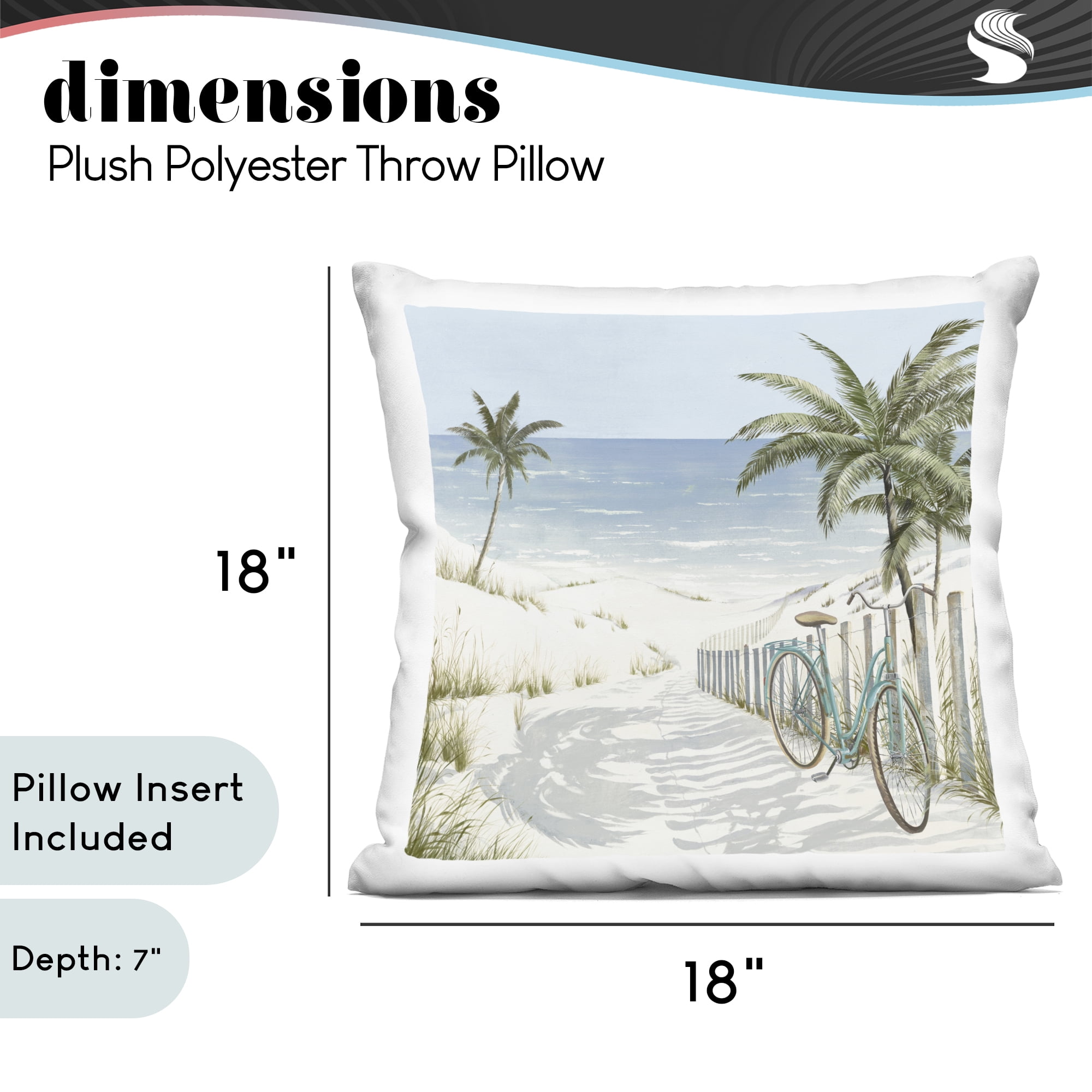 Stupell Industries Beach Bike Coastal Scene Decorative Printed Throw Pillow, design by Lorenzo Collective