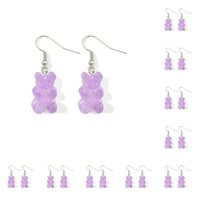 Jumpingount Gancho para la oreja Dibujos animados Color caramelo Regalo del día de San Valentín Decoraciones para dama Pendiente de gota Patrón largo Violeta 10piezas Jumpingount CBP277145