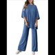 thumbnail image 3 of Traje Informal de Dos Piezas para Mujer, Ideal para Viajes y Vacaciones. Azul L, 3 of 9