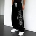 thumbnail image 2 of Mens Y2K Gothic Printed Sweatpants Drawstring Jogger Pants Loose Fit Streetwear Trousers With Dark Graphic Design For Casual Daily, 2 of 4