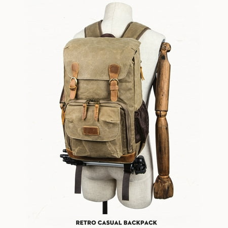 Waterproof Premium Vintage Camera Photography Backpack Laptop Books Canvas Bag for Laptop and Other Digital Camera