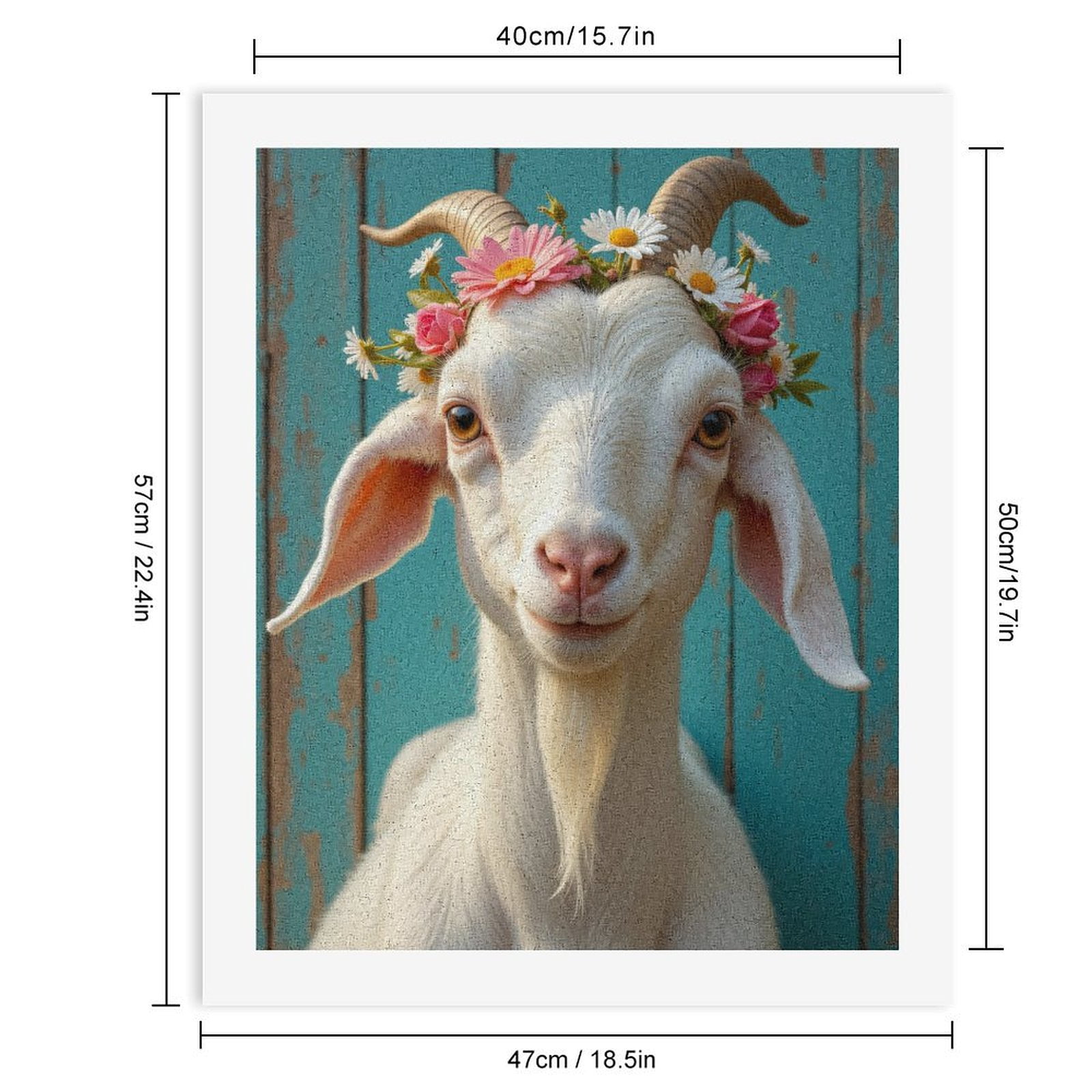 Paint By Numbers Kit for Adults Beginner - Goat Floral Crown Blue Background DIY Canvas Painting Kits for Adults, Frameless Paint By Number for Adults for Home Wall Decor 16x20 Inch