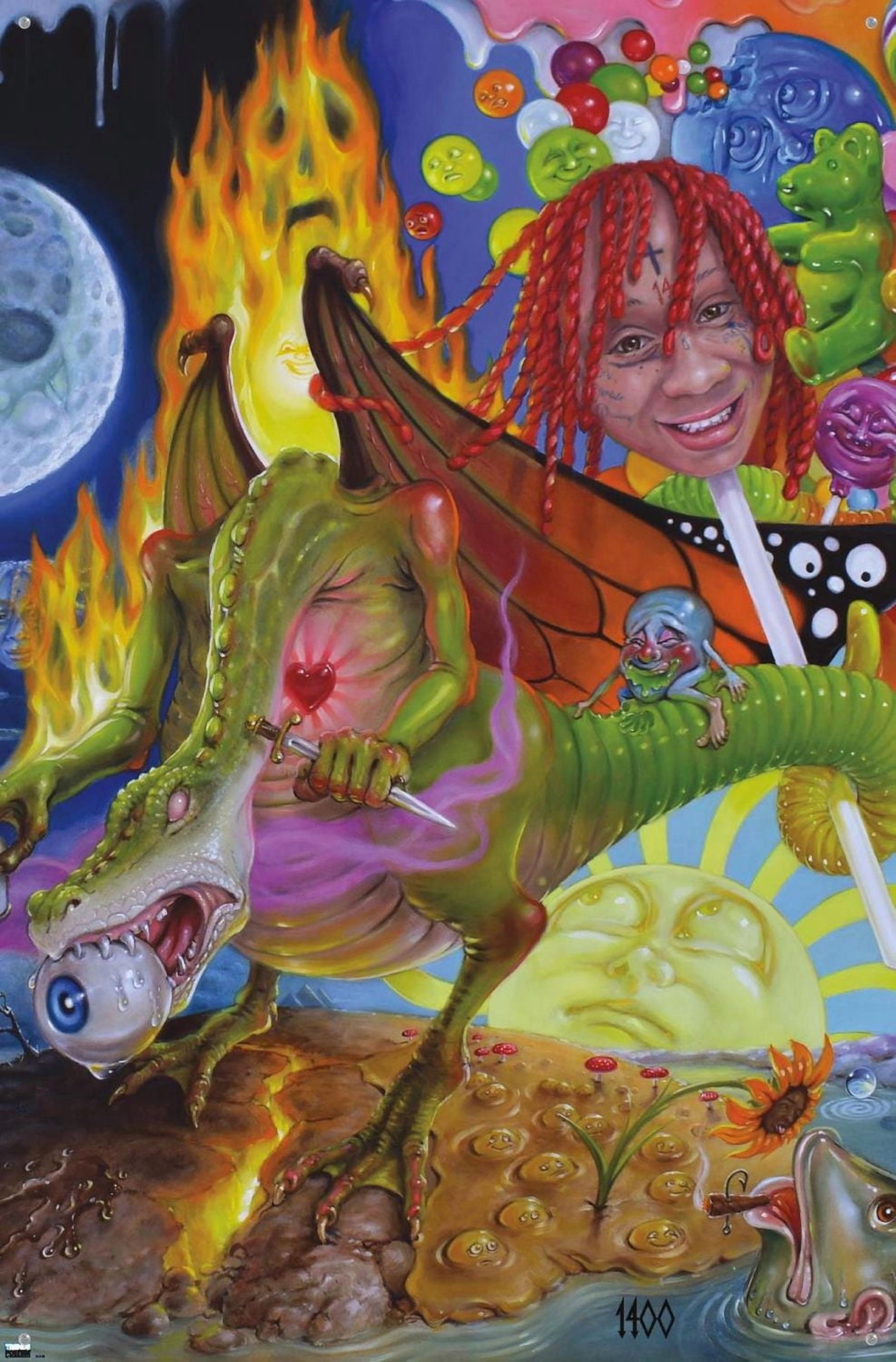 Trippie Redd - Trip at Knight Album Cover Wall Poster with Magnetic Frame, 22.375" x 34"