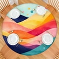 thumbnail image 2 of Colorful Tie Dye Mountain Pattern Round Fitted Tablecloth with Elastic Edge,Dining Table Cover Waterproof,Outdoor Round Tablecloth for Camping,Dining,Indoor and Outdoor, 2 of 7