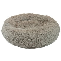 Precious Tails Dog Cat Super Lux Shaggy Fur Donut Bolster Pet Bed - Small