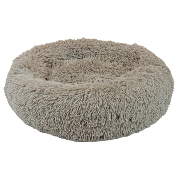 Precious Tails Dog Cat Super Lux Shaggy Fur Donut Bolster Pet Bed - Small