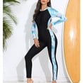thumbnail image 3 of SWSMCLT Women's One Piece Zip Up Swimsuit Rash Guard High Neck Surfing Diving Spearfishing Cold Water Swimming Wetsuit Wet Suit Long Sleeve Warm Swimwear Blue 6, 3 of 5