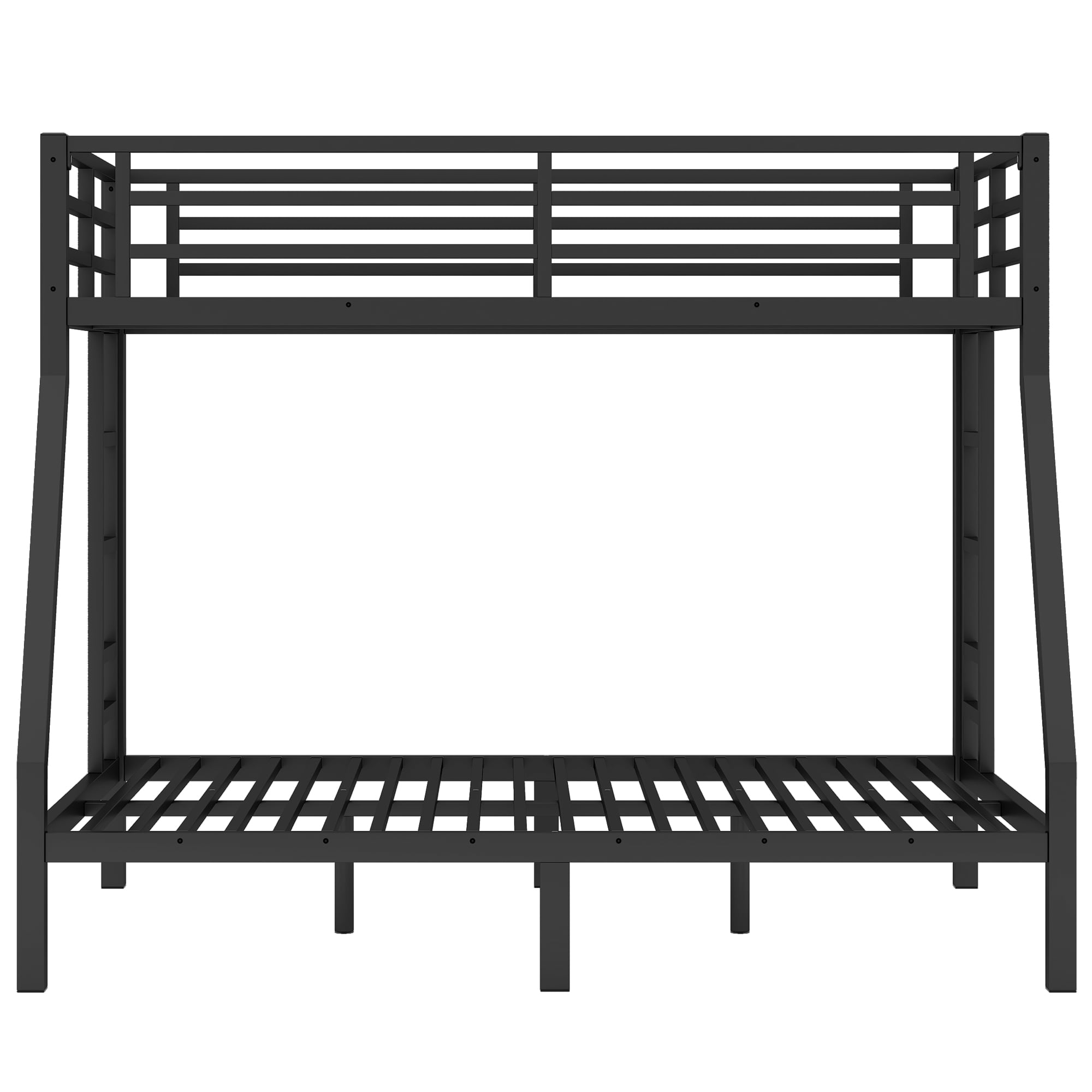 Aukfa Heavy Duty Twin over Full Metal Bunk Bed with Ladders and Guardrail for Kids, Teens and Adults, Black