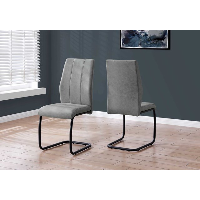 Two 77.5" Fabric, Black Metal, and Polyester Dining Chairs