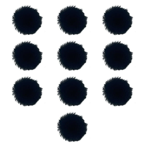 Juego de 10 protectores de micrófono con cancelación de ruido y protección contra el viento para micrófonos peludos Negro