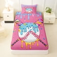 thumbnail image 3 of Castle Fairy Sport Baseball Candy Print Twin Sheets 3pcs, Ice Cream Drip Bedding, Pink Blue Yellow,1 Fitted Sheet, 1 Flat Sheet and 1 Pillowcase, 3 of 6