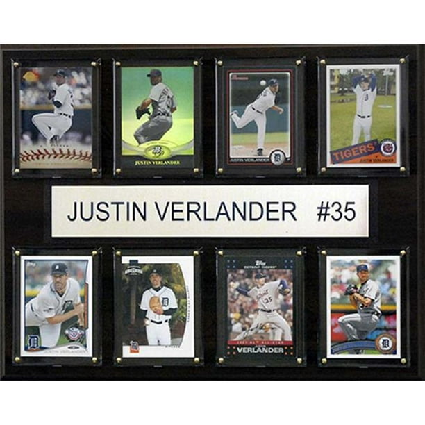 CandICollectables 1215VERLANE8C MLB 12 x 15 Po Justin Verlander Detroit Tigres Plaque de 8 Cartes