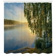 thumbnail image 3 of Ambesonne Tree Shower Curtain, Sunny Misty Lake Summer, 69"Wx84"L, Fern Green Pale Blue, 3 of 3