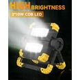 thumbnail image 2 of Projecteur Led Rechargeable, 3 Modes d'Éclairage 2 COB Étanche Portable Projecteur Led, Rotation 360 1400LM Lampe de Chantier, 2 of 5