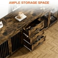 thumbnail image 4 of Rophefx 95.4" Dog Crate Furniture for 2 Dogs,Large Kennel with 3 Drawers and 4 Bowls,Wooden Heavy Duty Indoor Dog House,Brown, 4 of 10