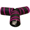 Purrfect Feline Tunnel of Fun, Collapsible 3-Way Cat Tunnel Toy with Crinkle (Pink, Large)