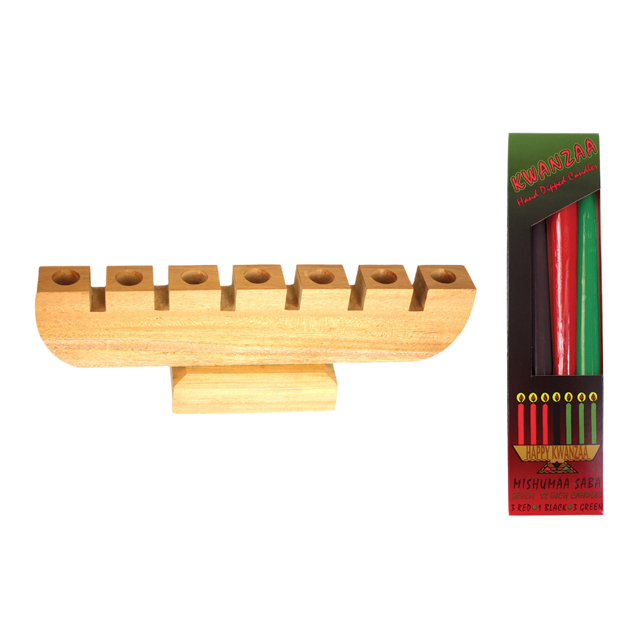 Kwanzaa Wooden Kinara with 7 Candles