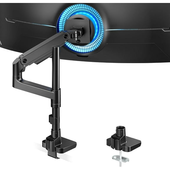ARES WING Vertical Dual Monitor Arm for 17-49 inch Ultrawide Monitor Gas Spring Curved Screen Stand Heavy Duty Black