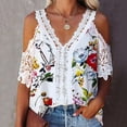 thumbnail image 2 of Camisetas con hombros descubiertos para mujer, blusa ahuecada de media manga, camiseta gráfica de encaje con cuello en V de verano, Tops holgados Pompotops  hkajfhjk468152, 2 of 5