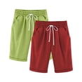 thumbnail image 2 of Cowsor Girl's Knee-Length Bermuda Casual Shorts with Elastic Waist Drawstring 2PC, 2 of 4