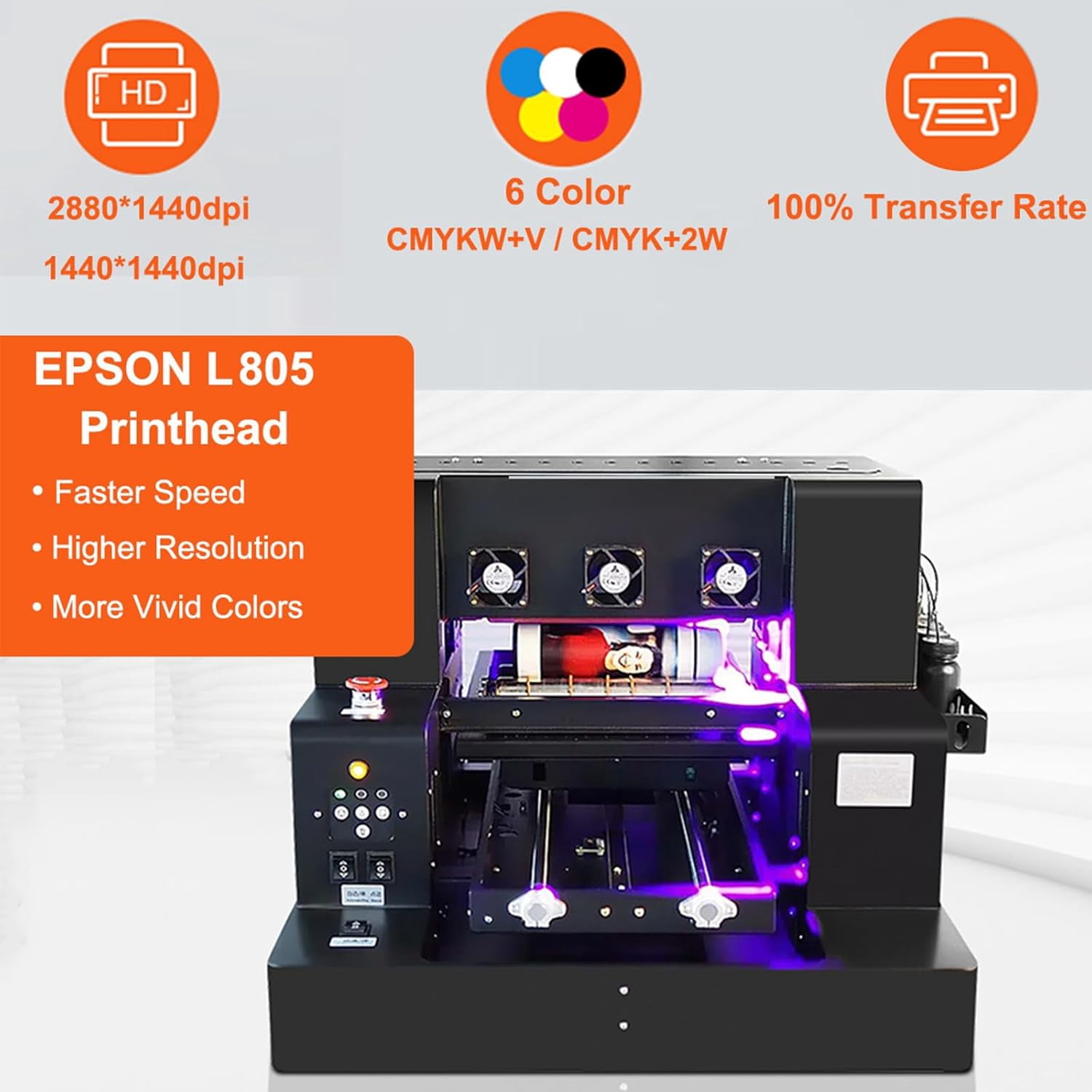 SIHAO A3 L805 UV Printer, Higher Resolution 2880 x 1440dpi, UV Flatbed Printer Machine for Phone Case Cups Stickers Acrylic