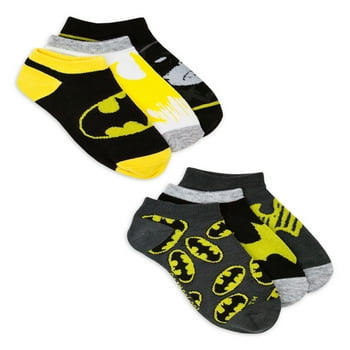 Batman Boys Socks, 6-Pack, No Show Style, Sizes S-L