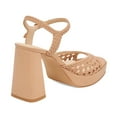 thumbnail image 4 of XYD Women Cutout Open Round Toe Platform Sandals Ankle Strap Block Heels Fashion Party Dress Woven Shoes Size 6.5 Tan, 4 of 4