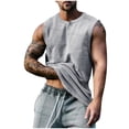 thumbnail image 3 of BV0FAR Sleeveless Tank Tops for Men Summer Sleeveless Henley Tanks Relaxed Fit Workout Muscle Shirt Oversized Drop Arm Top Gray M, 3 of 5