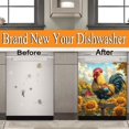 thumbnail image 4 of Country Rooster and Sunflower Wallpaper Magnetic Dishwasher Cover Sticker,Rural Style Kitchen Decor,Refrigerator Magnet Cover Sticker,Fridge Covers Decorative 23W x 26H inchs, 4 of 6
