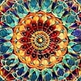 thumbnail image 6 of HAOXIT Boho Mandala Orange Blue Green Colorful Round Tablecloth Waterproof Wipeable Tablecloth Cover Home Restaurant Kitchen Picnic Party Decoration Circular Tablecloth 38-42, 6 of 8