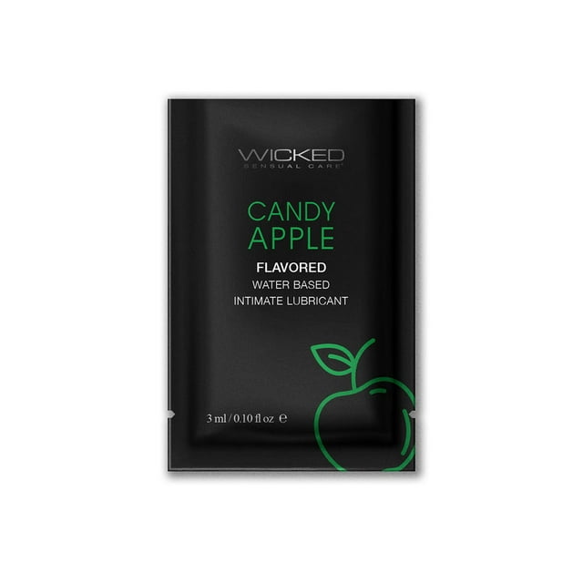 Wicked Aqua Flavored Water Based Personal Lubricant, Candy Apple, 3 ml