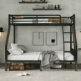 thumbnail image 2 of Leumius Twin XL Over Queen Metal Bunk Bed with Ladder and Slats Support for Adults Teens, Black, 2 of 10