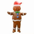 thumbnail image 4 of Adult Christmas Gingerbread Man Inflatable Costume Gingerbread Man Jumpsuit Funny Fancy Dress Halloween Cosplay Party Gift,Height 59"–74.8",gingerbread, 4 of 4