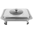 thumbnail image 1 of MasteelfCA Buffet Server Stainless Steel Buffet Dish Tray Rectangular Canteen Basin with Cover, 1 of 8