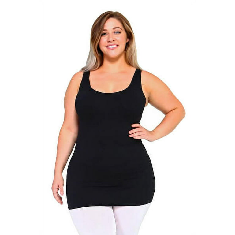 Women's Sleeveless Seamless Tank Top Plus Size - Black 