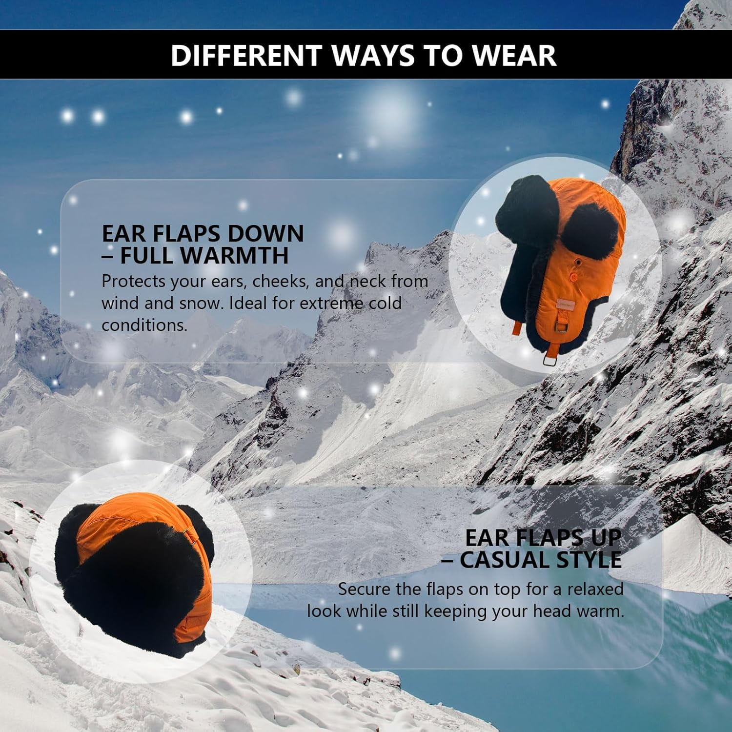Winter Trapper Hat for Men and Women,Russian Ushanka Aviator Warm Cold Proof Ski Hunting Cycling Winter Hats